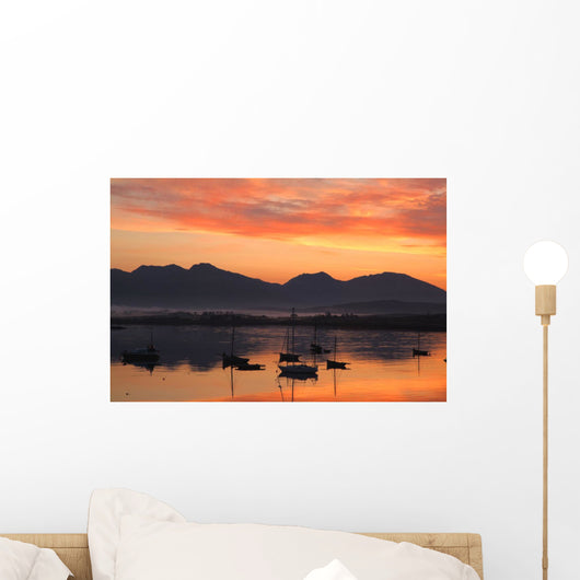 Sunrise At Roundstone Harbour With 12 Bens, Galway, Ireland Wall Mural