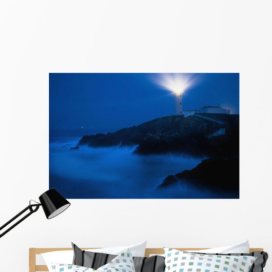 Lighthouse Beacon At Night Wall Mural