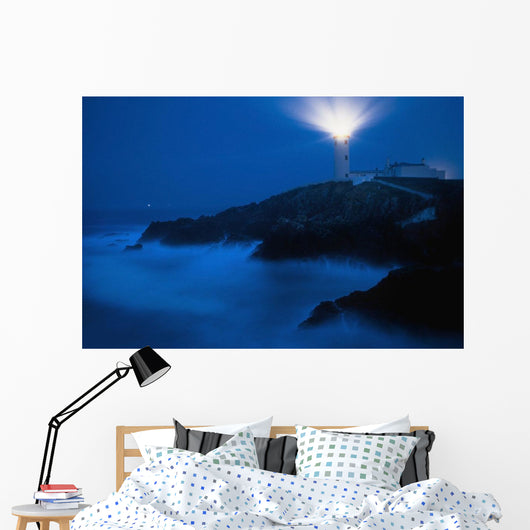 Lighthouse Beacon At Night Wall Mural