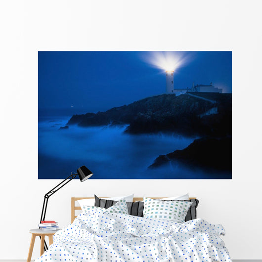 Lighthouse Beacon At Night Wall Mural