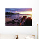 Sunset Over Beach With Lighthouse Wall Mural