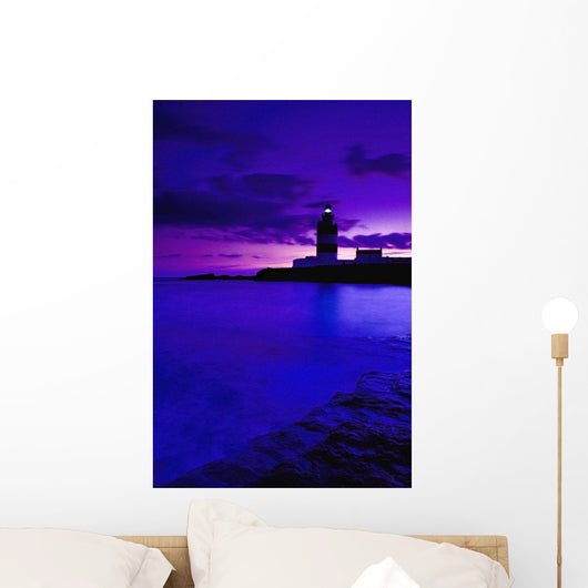 Lighthouse Beacon At Night Wall Mural