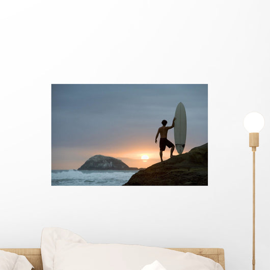 A Surfer On Muriwai Beach New Zealand Wall Mural
