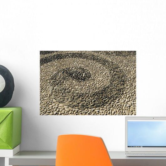 Pattern Made Of Stones In Pavement Wall Mural