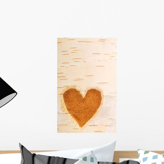 Heart Shape Carved In Bark Of Tree Wall Mural