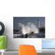 Waves Crashing By Lighthouse At Sunderland Wall Mural