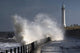 Waves Crashing By Lighthouse At Sunderland Wall Mural