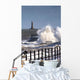 Waves Crashing By Lighthouse At Sunderland Wall Mural
