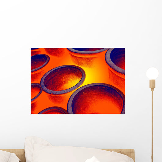 Illuminated Round Bowls, Close Up Wall Mural