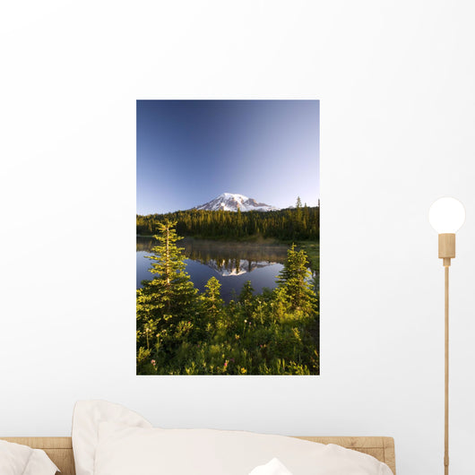 Lake And Mount Rainier Wall Mural