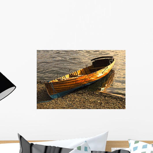 Boat On Shore, Keswick, Cumbria, England Wall Mural