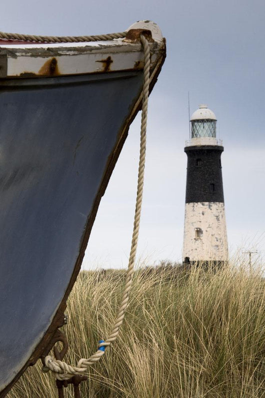 Abandoned Boat And Lighthouse, Humberside, England Wall Mural
