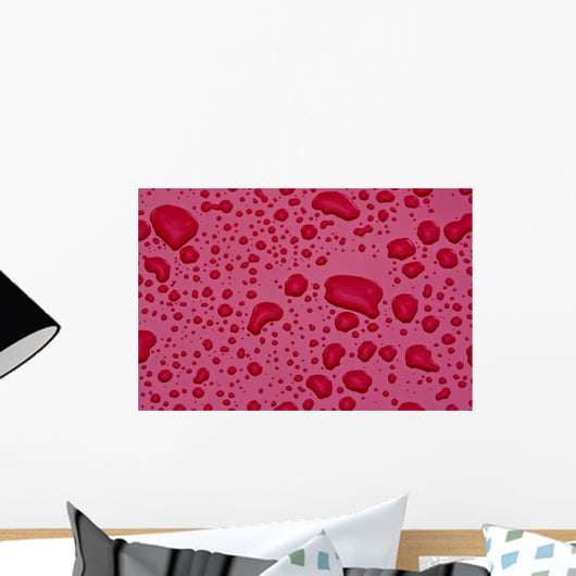 Water Drops On Pink Surface Wall Mural