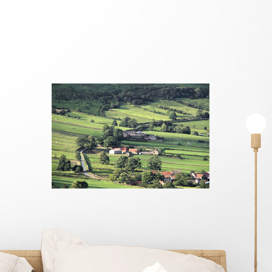 Town On Hillside, North Yorkshire, England Wall Mural