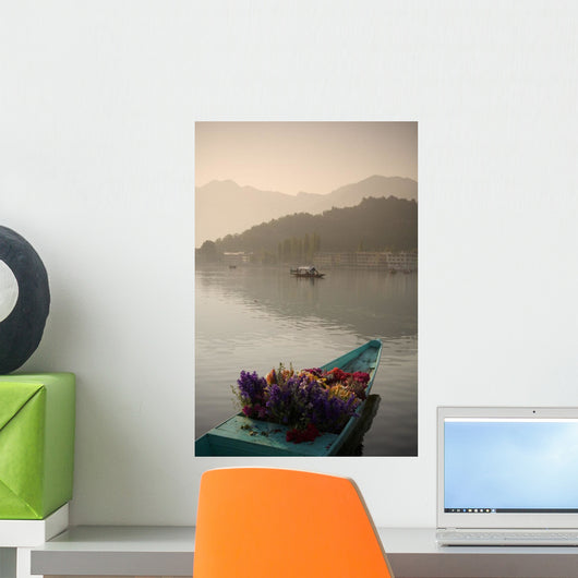 Bouquet Of Flowers In Bow Of Boat Wall Mural