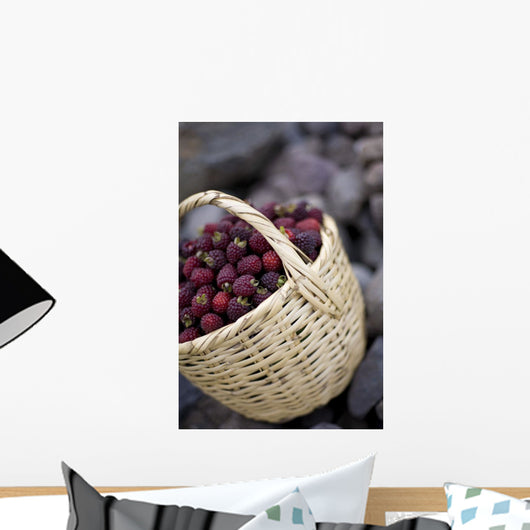 Blackberries In A Basket Wall Mural