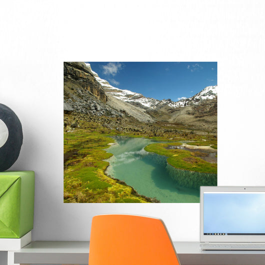 High altitude lake and mountains of the Andes with snow Wall Mural