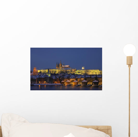 Prague Castle with Charles bridge, Prague, Czech Republic Wall Mural