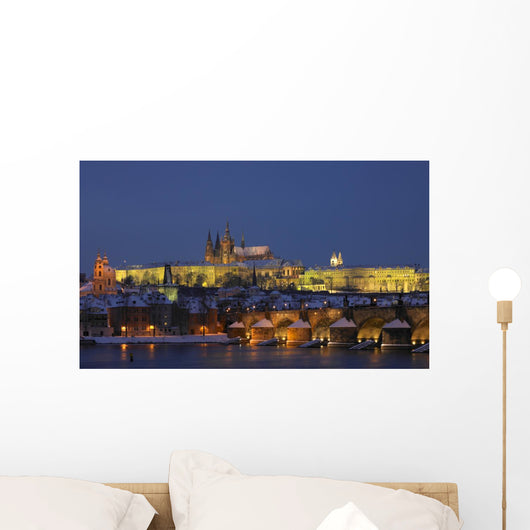 Prague Castle with Charles bridge, Prague, Czech Republic Wall Mural