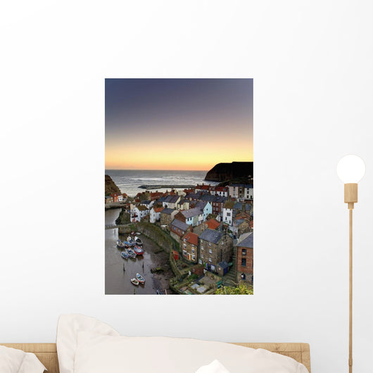 High Angle View Of Staithes Townscape Wall Mural
