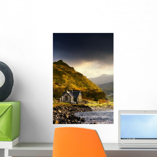 Scenic Mountain View With Country House Wall Mural