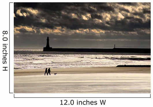 Scenic View Of Sandy Beach With Lighthouse And Groyne Wall Mural
