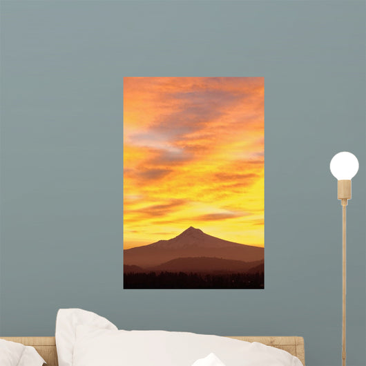 Sunrise Over Mount Hood, Portland, Oregon, Usa Wall Mural