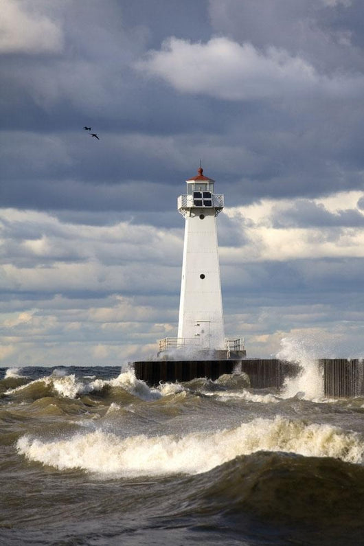 Sodus Outer Lighthouse On Stormy Lake Ontario Wall Mural