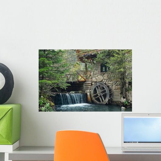 Old Wooden Water Wheel Wall Decal