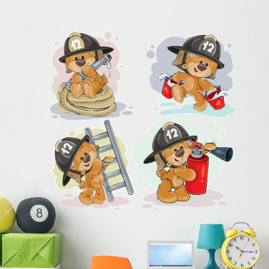 Clipart Illustration Teddy Bear Wall Decal Sticker Set