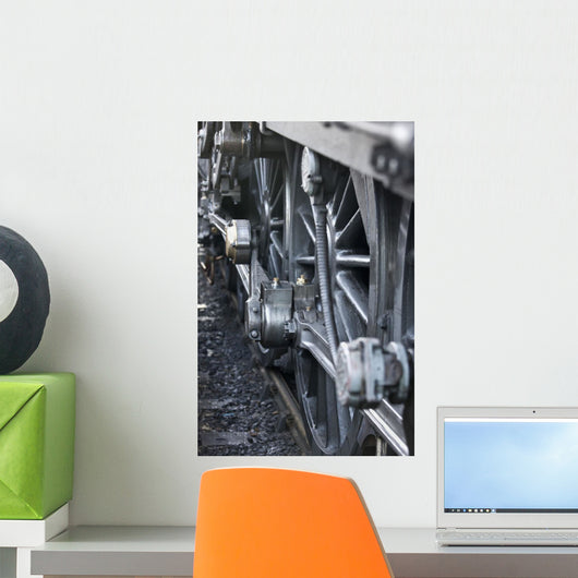 Close-Up Of Steam Engine Train Wheel Wall Mural