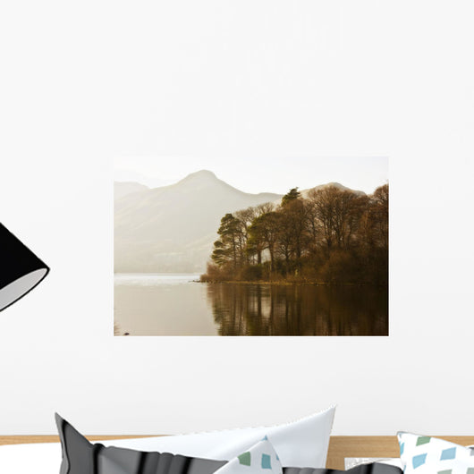 Calm Water With Mountains And Trees Along The Shoreline, England Wall Mural