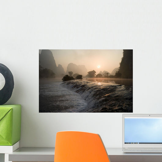 Frozen Pond In Mountain Area Wall Mural