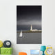 Sailboat Near A Shore With A Lighthouse Wall Mural