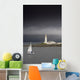 Sailboat Near A Shore With A Lighthouse Wall Mural