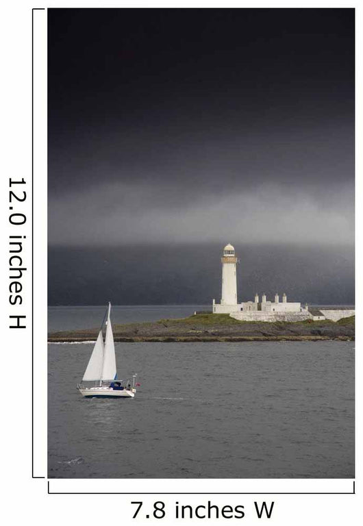 Sailboat Near A Shore With A Lighthouse Wall Mural