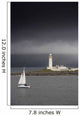 Sailboat Near A Shore With A Lighthouse Wall Mural