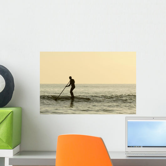 Surfer Steering Into Shore At Dusk Wall Mural