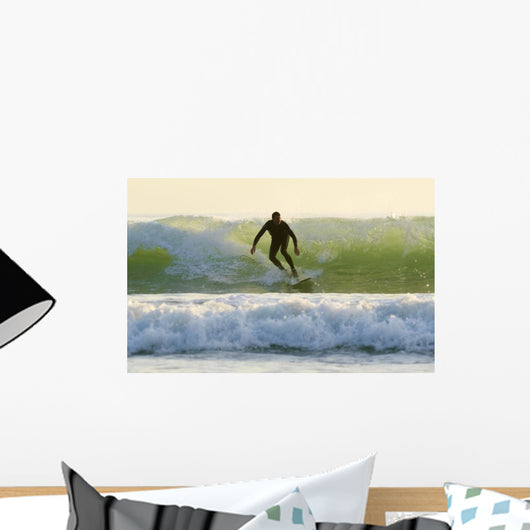 Surfer Catching A Wave Wall Mural