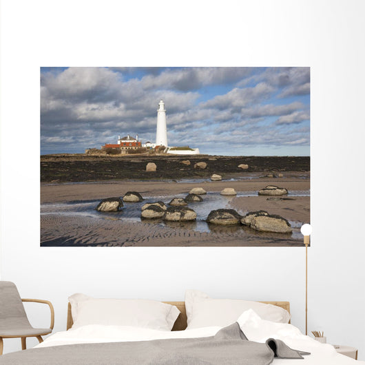 Lighthouse, Northumberland, England Wall Mural