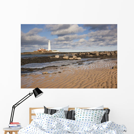 Lighthouse, Northumberland, England Wall Mural