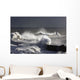 Waves Crashing On Lighthouse, Seaham, Teesside, England Wall Mural