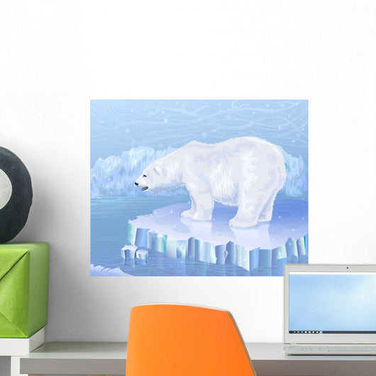 Polar bear standing on an ice floe Wall Mural