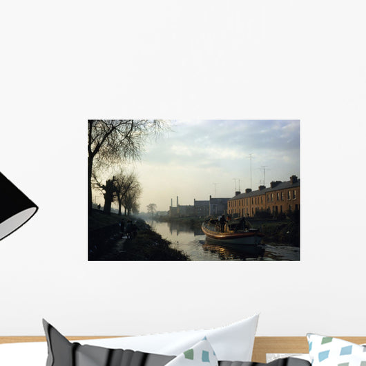 Boat On Grand Canal, Dublin City, County Dublin, Ireland Wall Mural