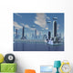 UFO over Futuristic Alien City Wall Mural