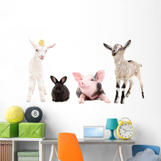 Funny Farm Animals Together Wall Decal Sticker Set
