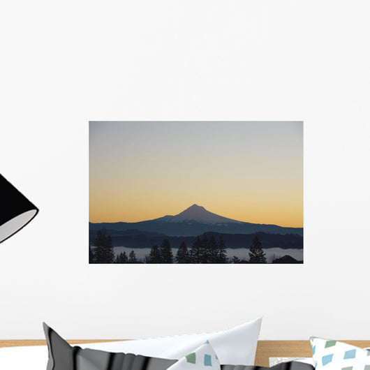 Silhouette Of Mountain Peak At Sunrise Wall Mural