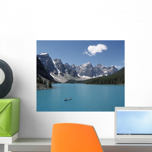 Canoeing On Moraine Lake, Banff National Park Wall Mural