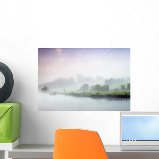 Dunmoe Castle Seen Through The Mist On The River Boyne Wall Mural
