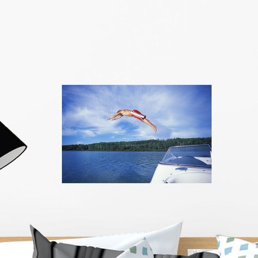 Diving Into A Lake Wall Mural
